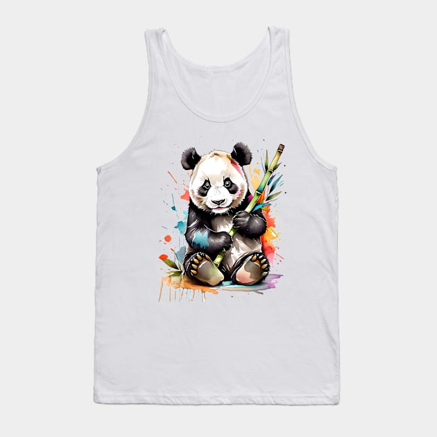 Artistic Panda Portrait V4 Tank Top by Peter Awax